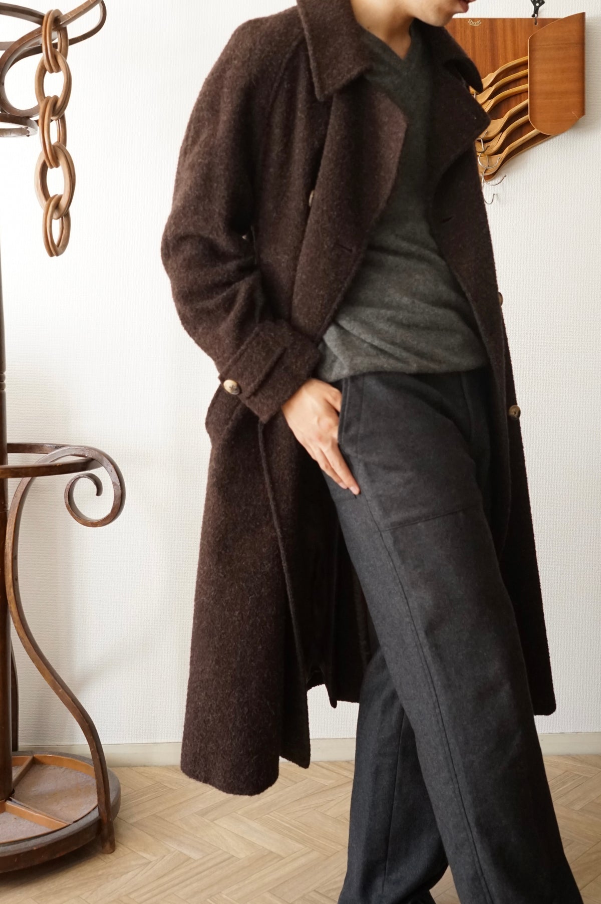 1980s HERMÈS Wool Trench Coat Made in France