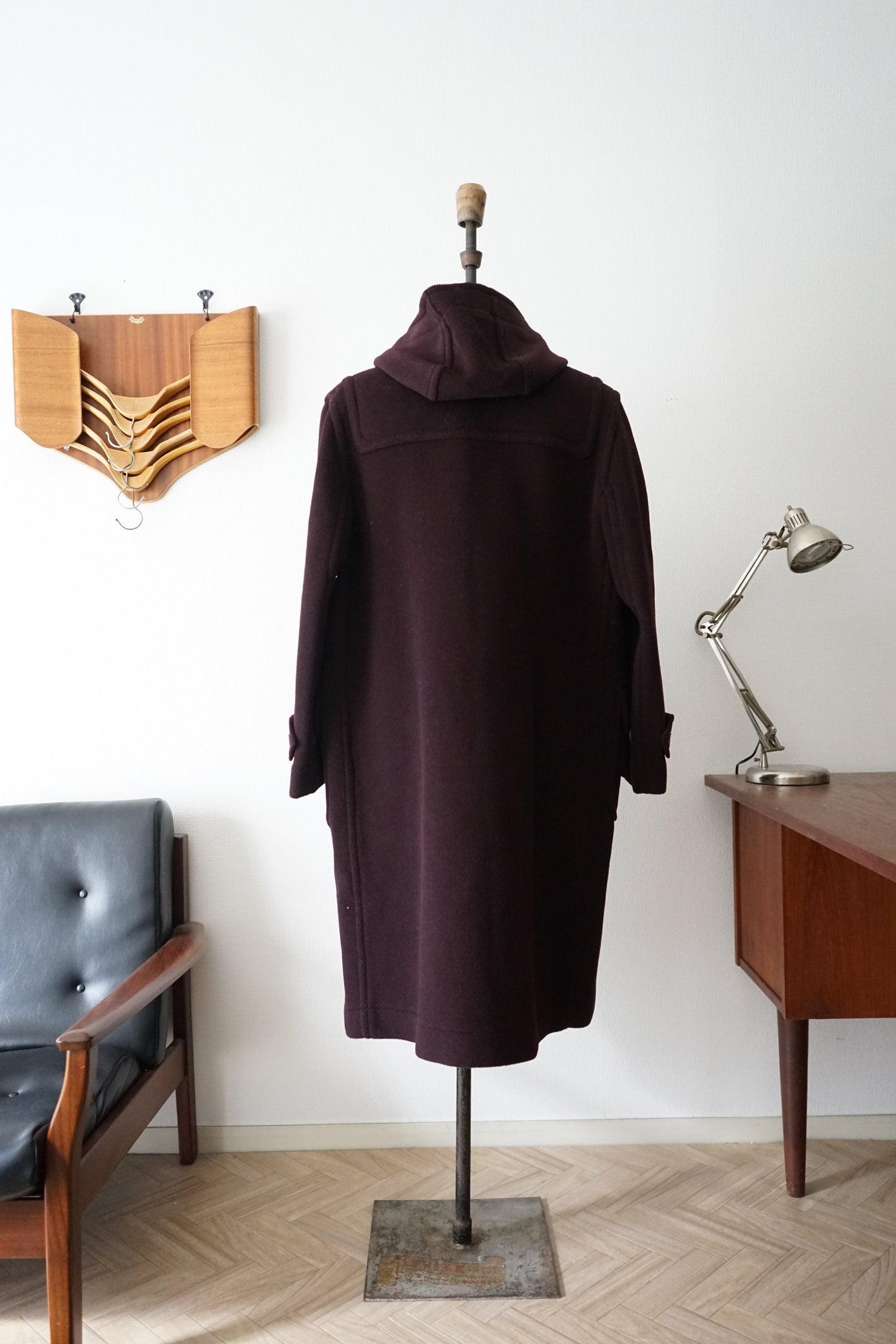 1990s OLD ENGLAND "Burgundy" MoorBrook Fabric Duffel Coat Made in ENGLAND