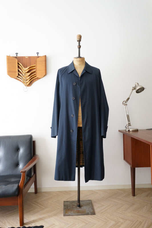 1970s Burberry Dark Navy 一枚袖 Balmacaan Coat