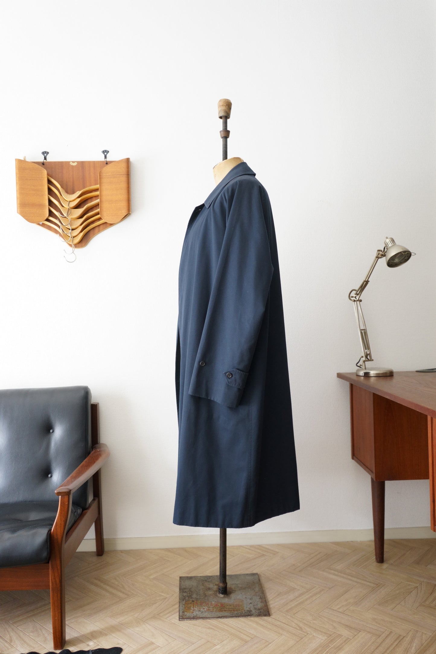 1970s Burberry Dark Navy 一枚袖 Balmacaan Coat