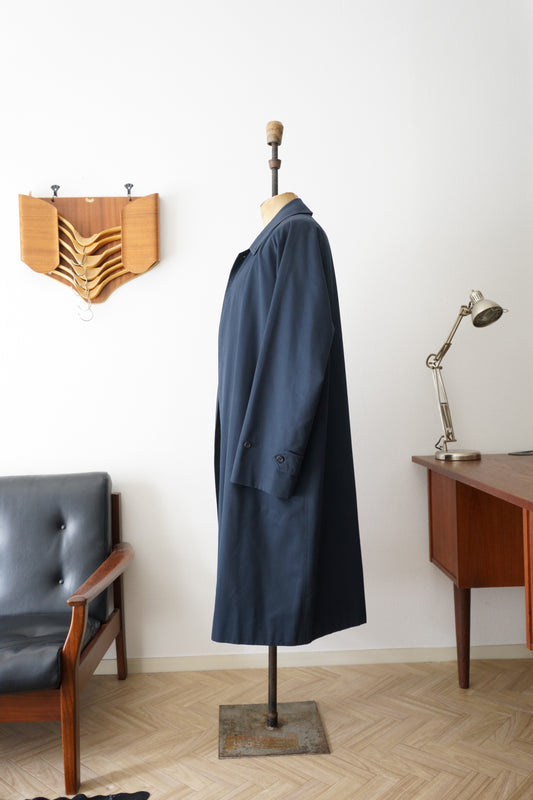 1970s Burberry Dark Navy 一枚袖 Balmacaan Coat