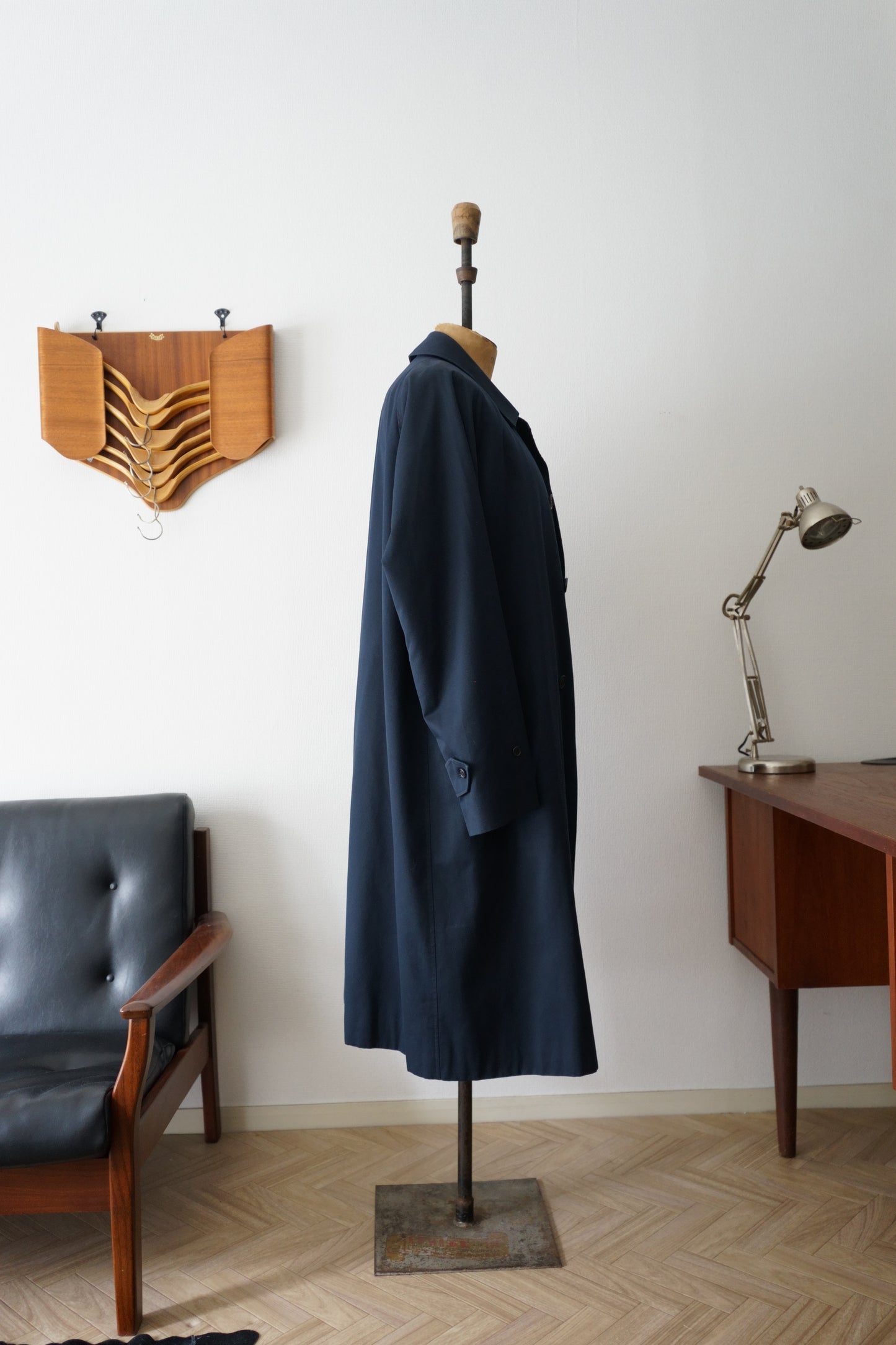 1970s Burberry Dark Navy 一枚袖 Balmacaan Coat