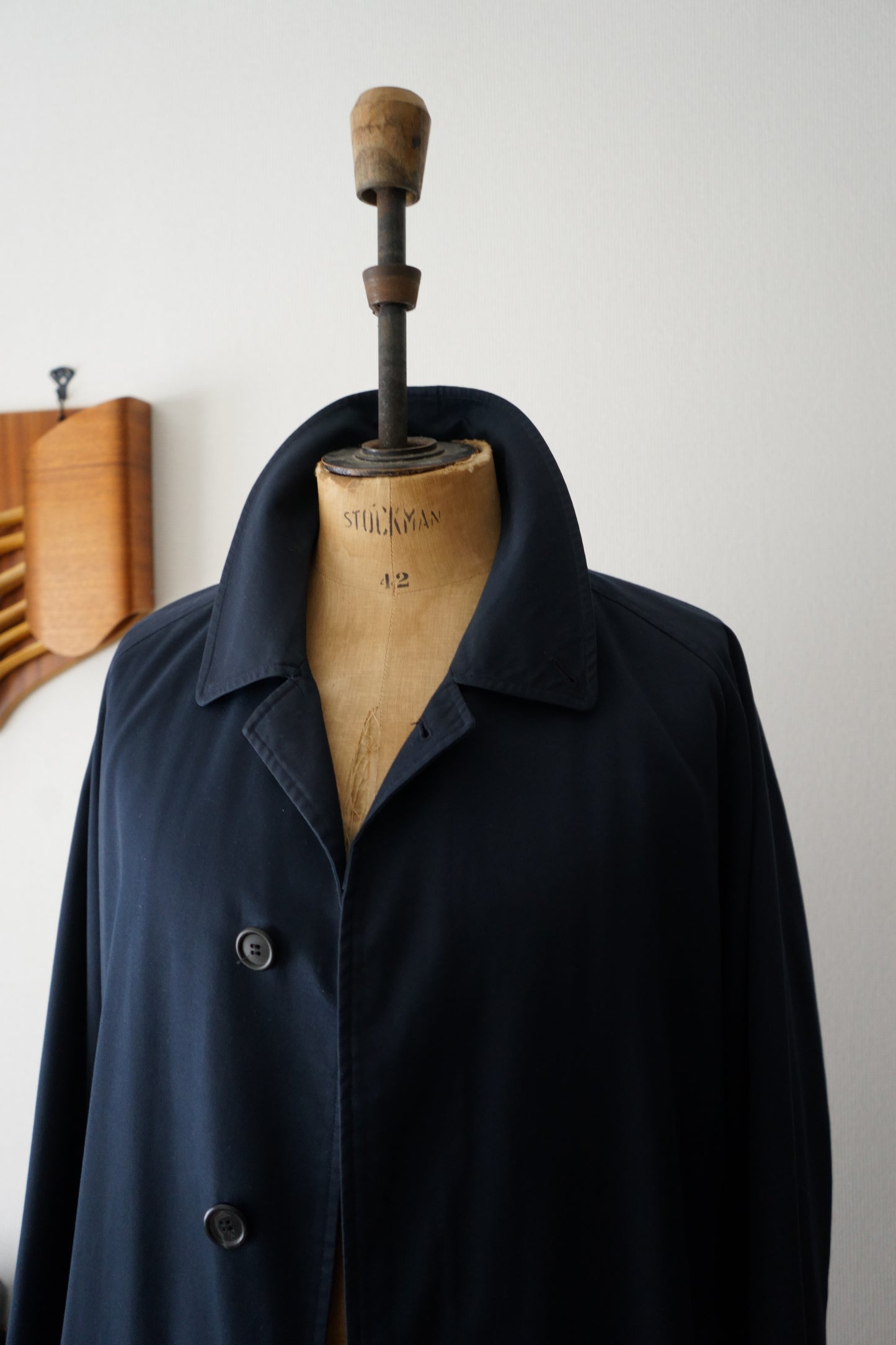 1970s Burberry Dark Navy 一枚袖 Balmacaan Coat