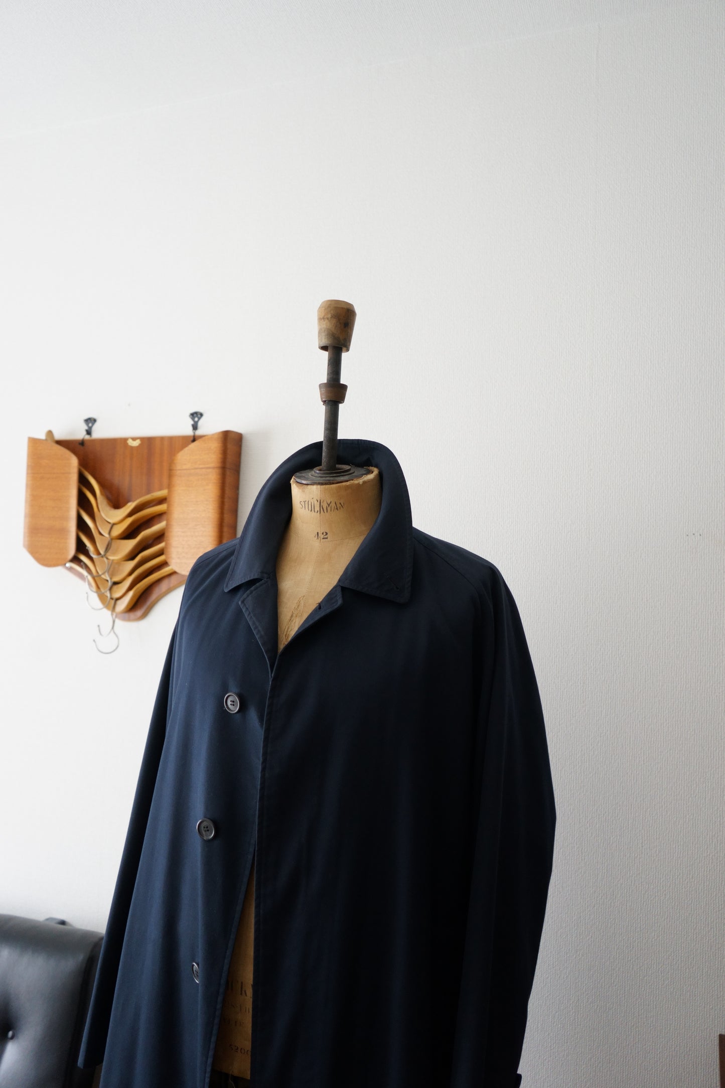 1970s Burberry Dark Navy 一枚袖 Balmacaan Coat