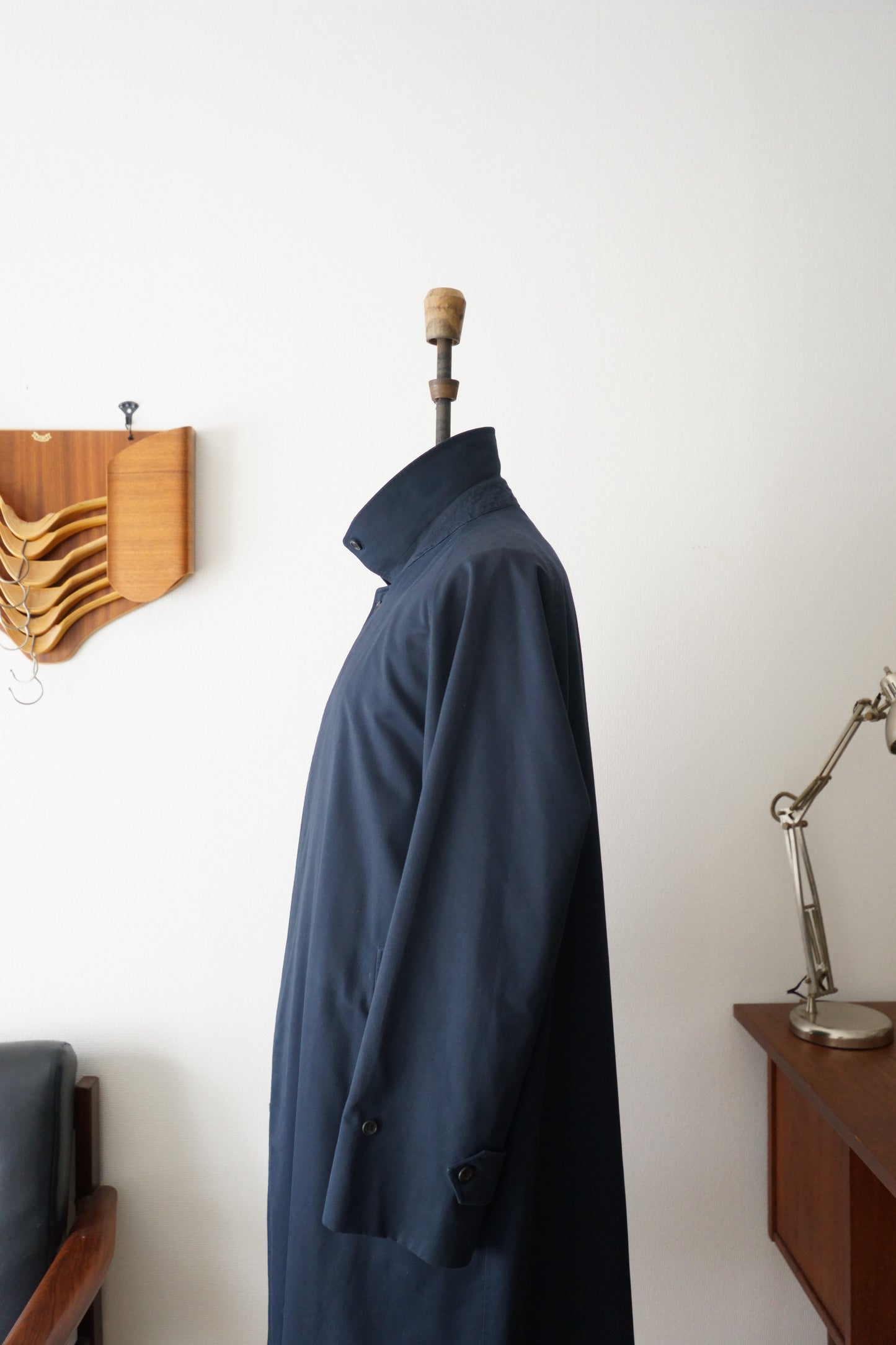 1970s Burberry Dark Navy 一枚袖 Balmacaan Coat