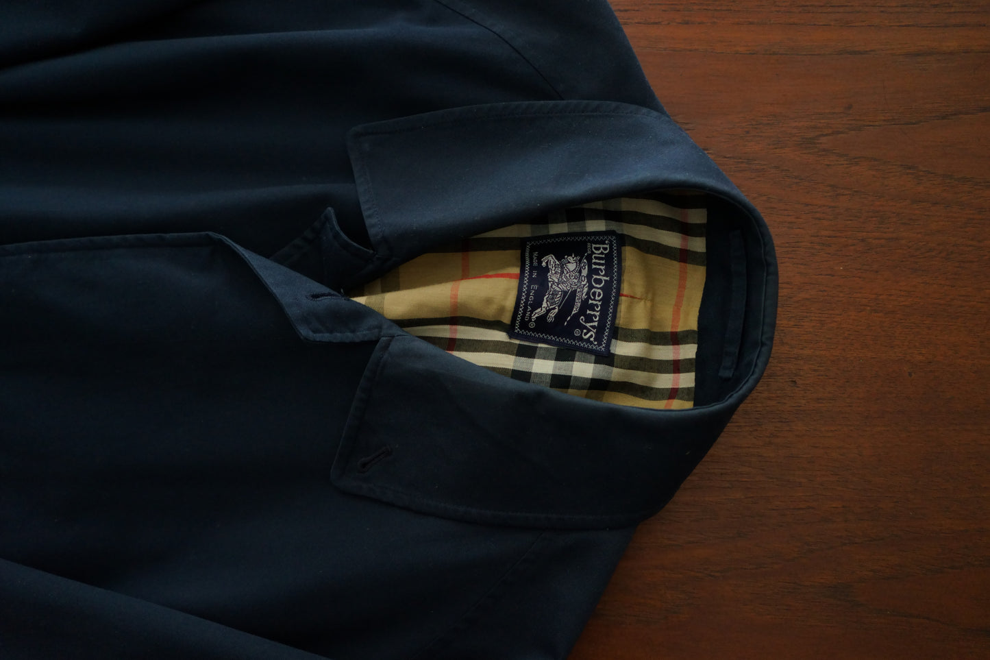 1970s Burberry Dark Navy 一枚袖 Balmacaan Coat