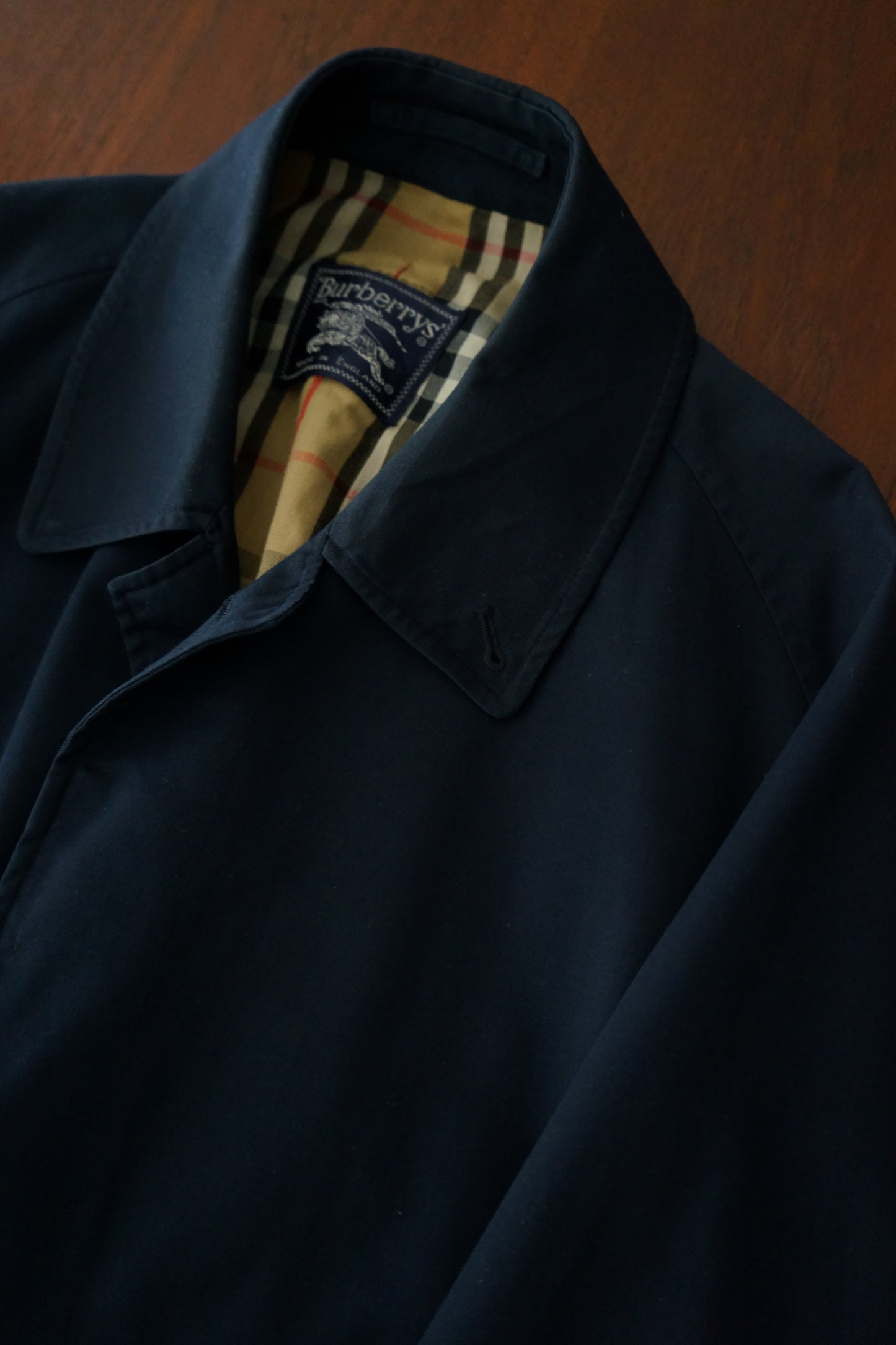 1970s Burberry Dark Navy 一枚袖 Balmacaan Coat