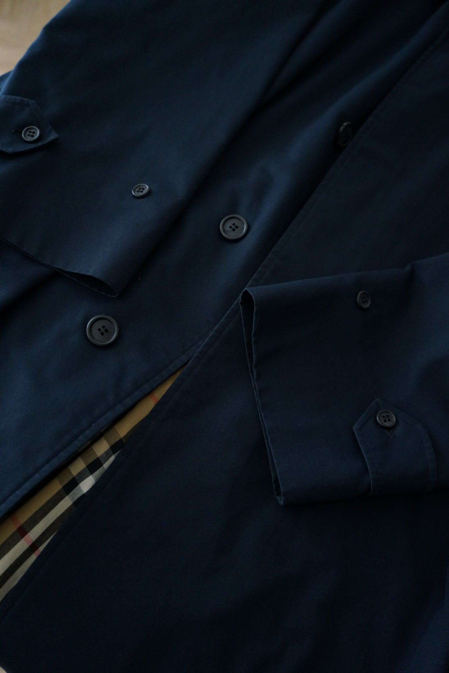 1970s Burberry Dark Navy 一枚袖 Balmacaan Coat