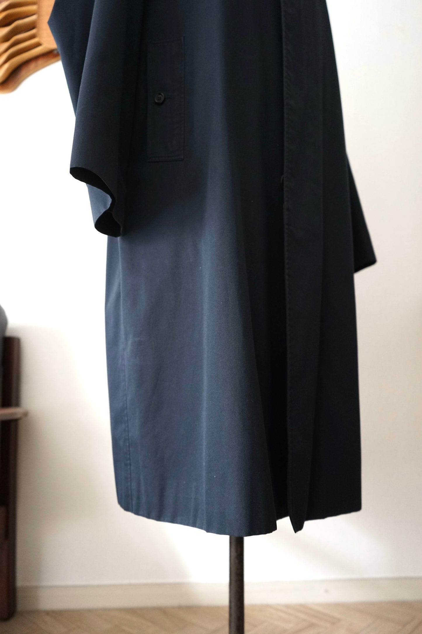 1970s Burberry Dark Navy 一枚袖 Balmacaan Coat