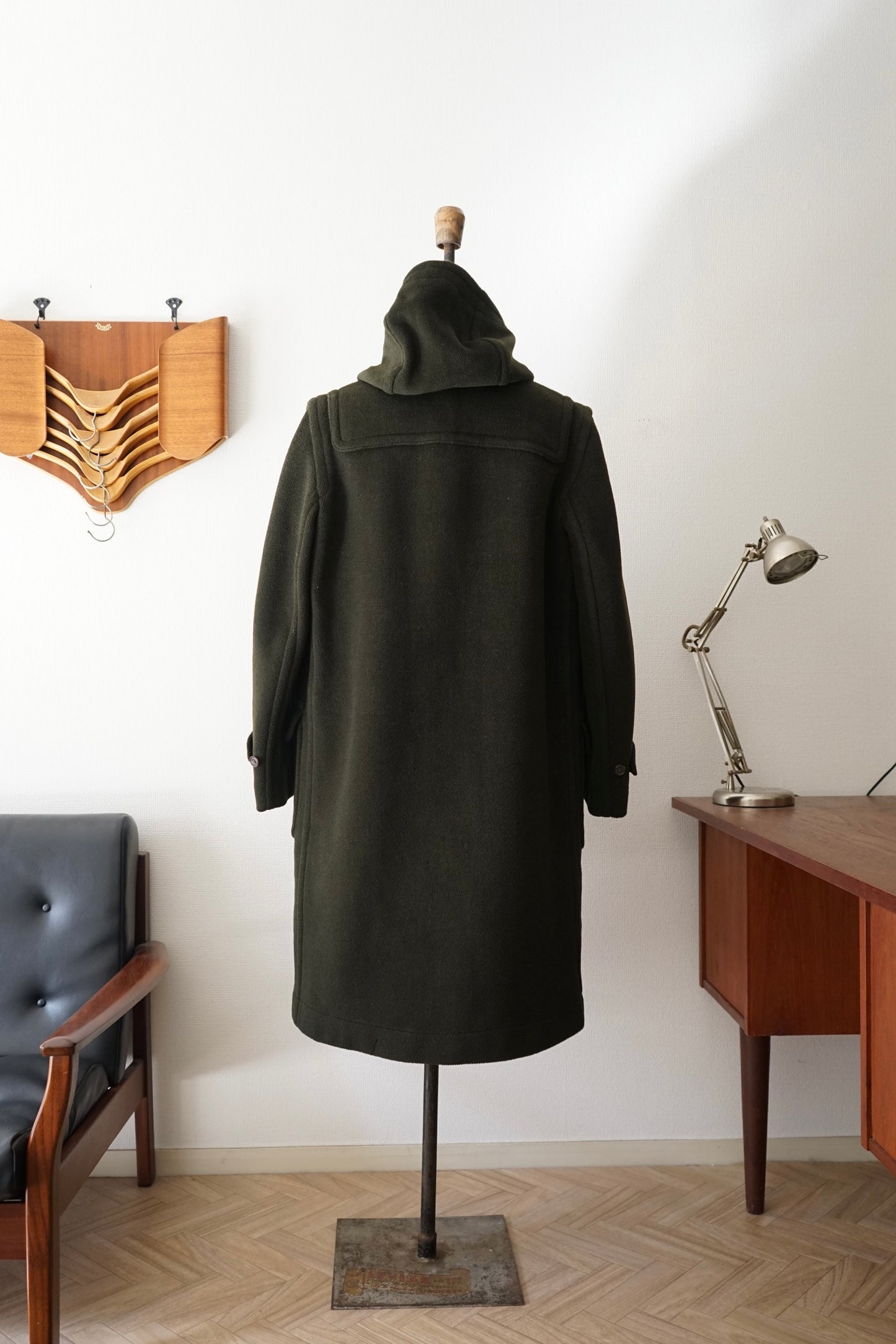 1980s INVERTERE "DARK GREEN" MoorBrook Fabric Duffel Coat Made in ENGLAND