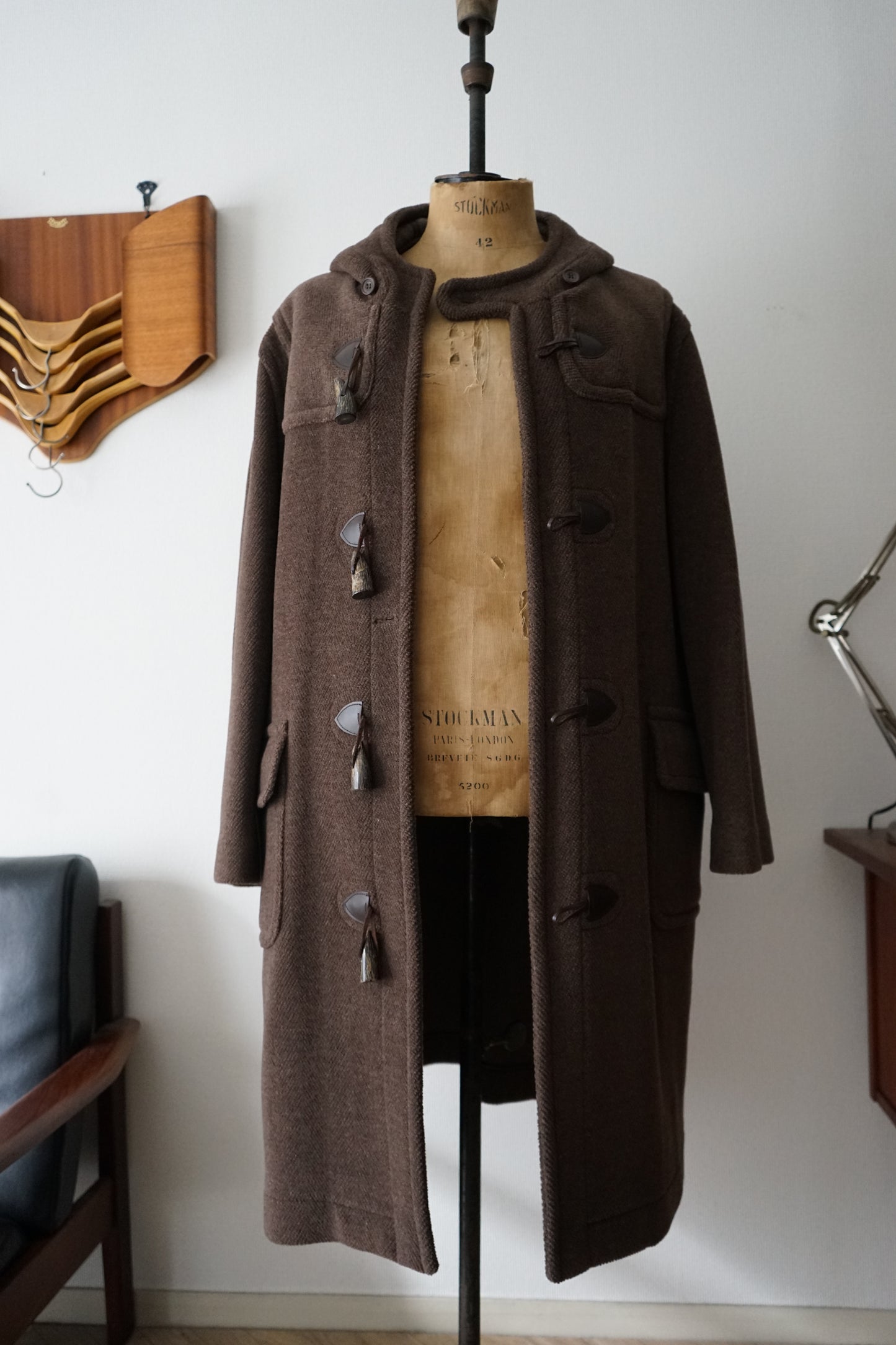 1990s Brooks Brothers  "Brown" MoorBrook Fabric Duffel Coat Made in ENGLAND Medium