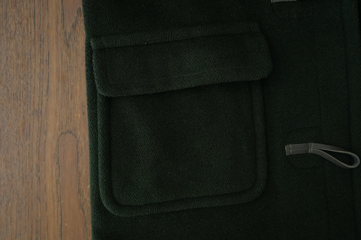 1980s INVERTERE "DARK GREEN" MoorBrook Fabric Duffel Coat Made in ENGLAND