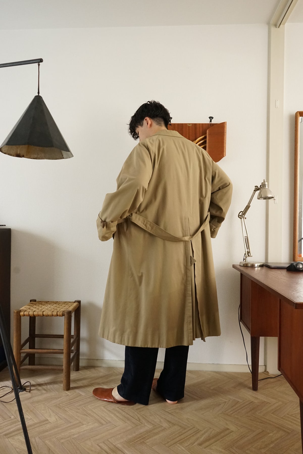 1980s Burberry Single Raglan Sleeve Belted Balmacaan Coat Cotton × Polyester 一枚袖