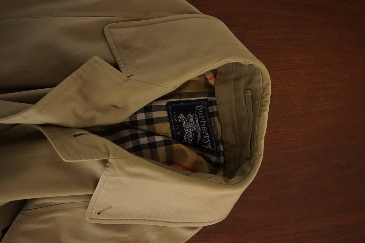 1980s Burberry Single Raglan Sleeve Belted Balmacaan Coat Cotton × Polyester 一枚袖