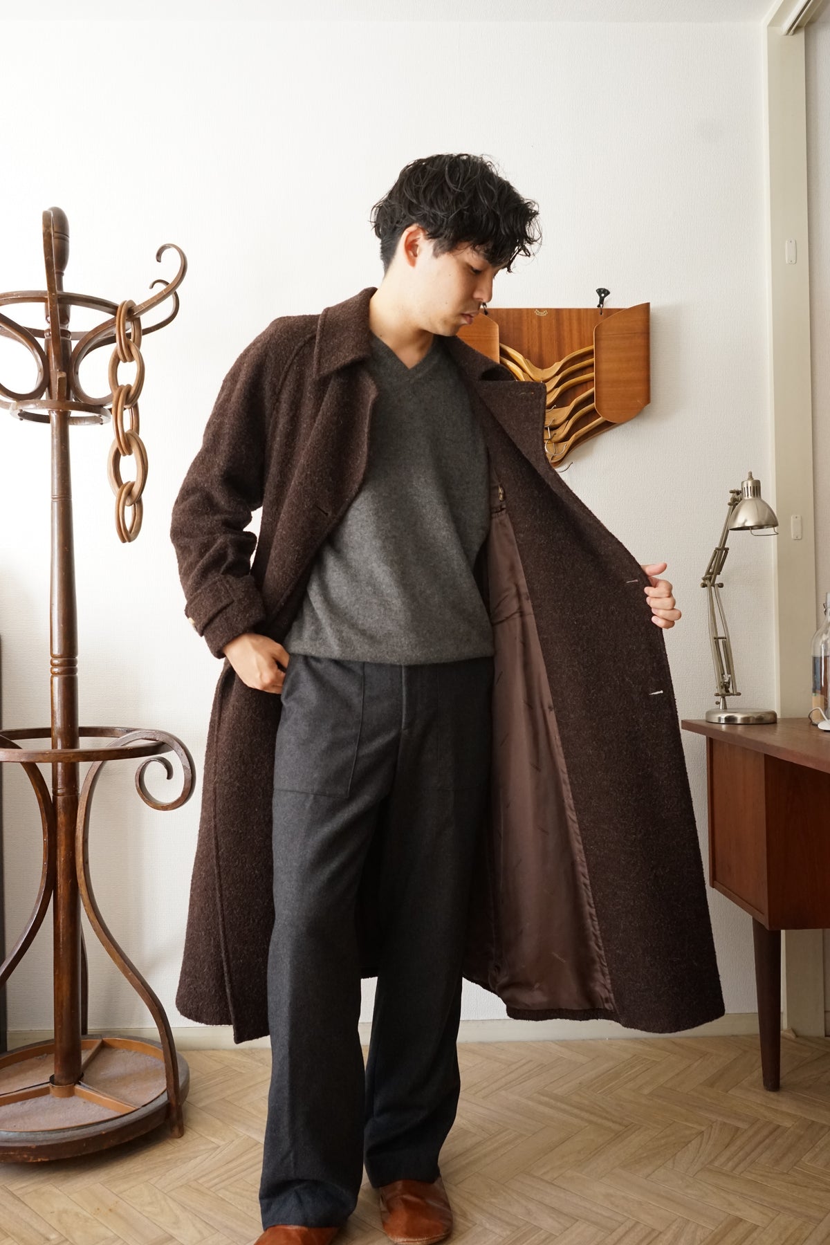 1980s HERMÈS Wool Trench Coat Made in France