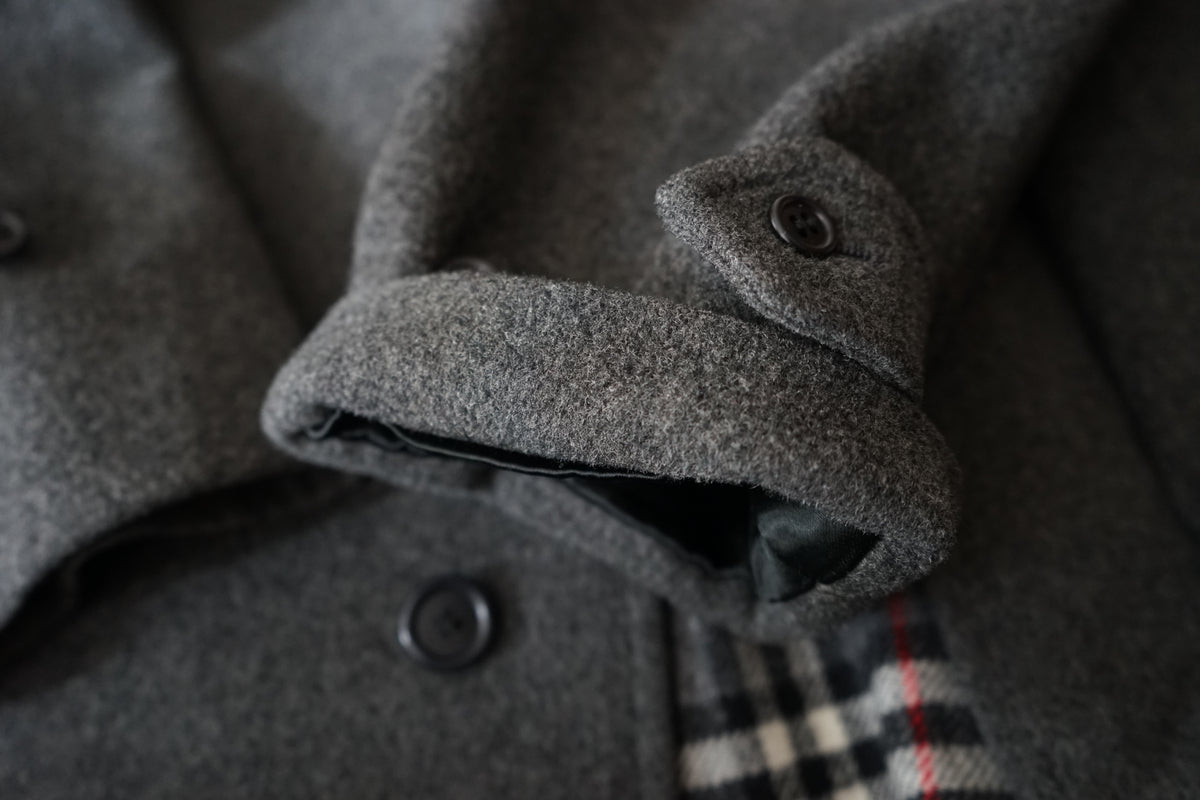 1980s Burberry "Gray" Loden Cloth Single Raglan Balmacaan Coat