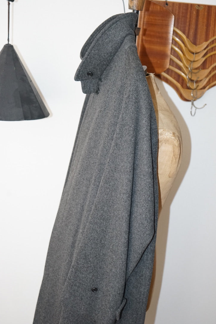 1980s Burberry "Gray" Loden Cloth Single Raglan Balmacaan Coat