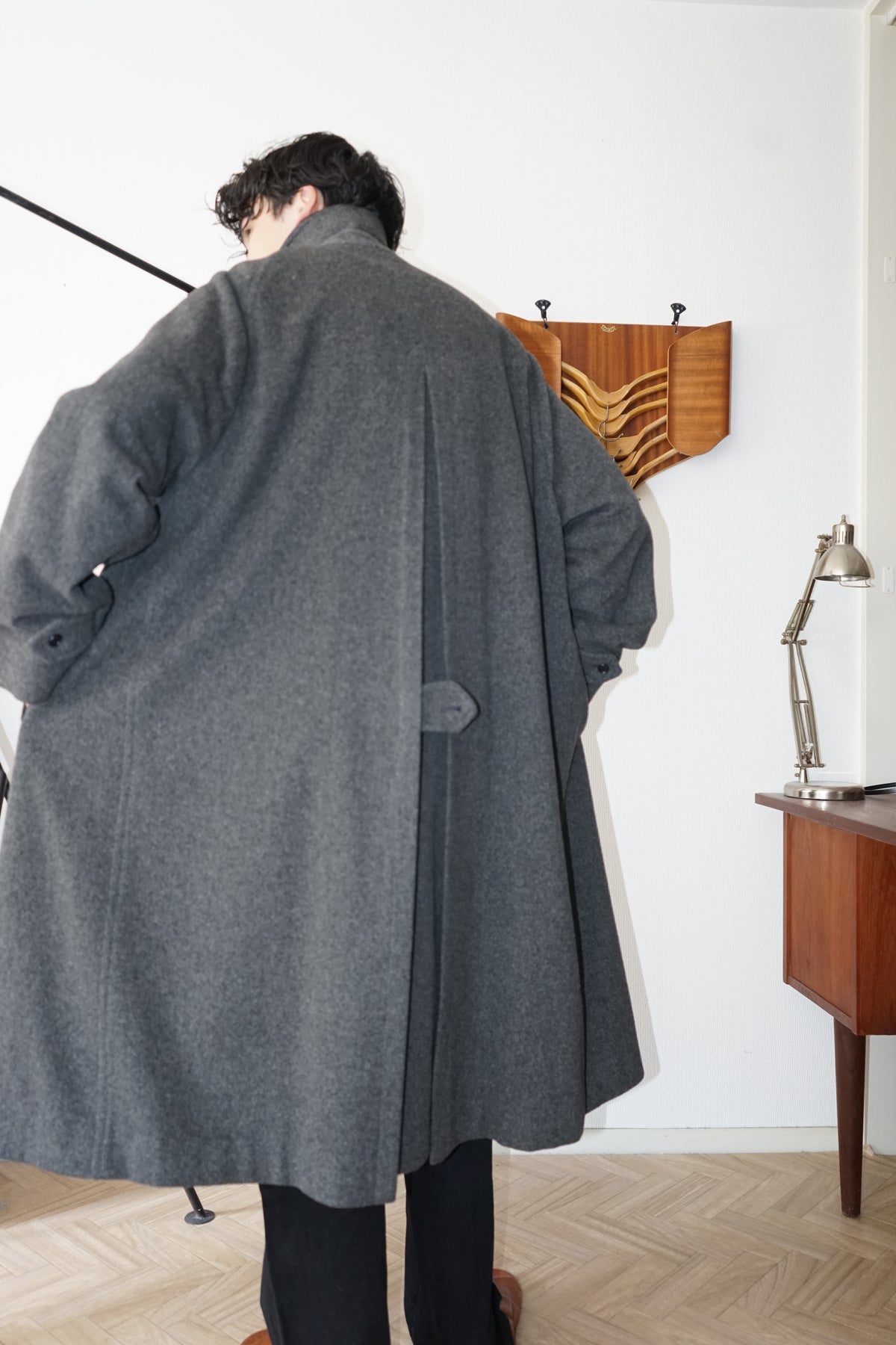 1980s Burberry "Gray" Loden Cloth Single Raglan Balmacaan Coat