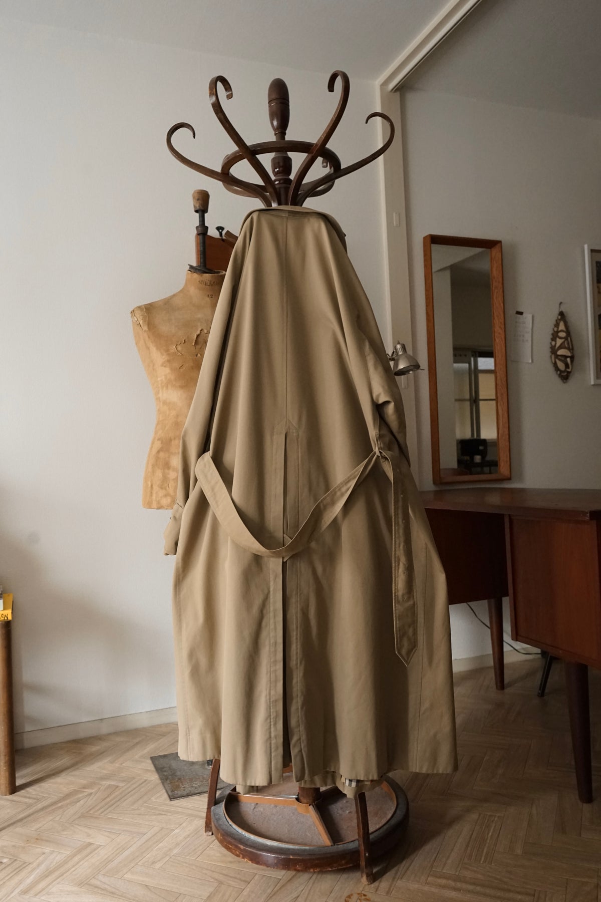 1980s Burberry Single Raglan Sleeve Belted Balmacaan Coat Cotton × Polyester 一枚袖