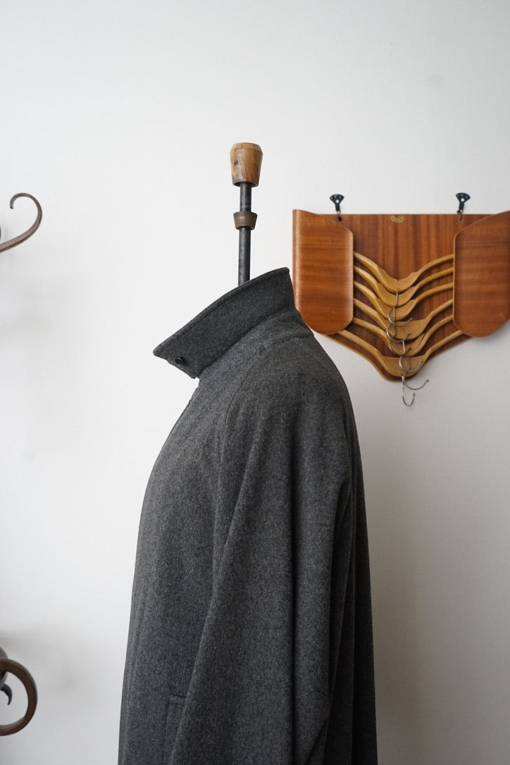 1980s Burberry "Gray" Loden Cloth Single Raglan Balmacaan Coat