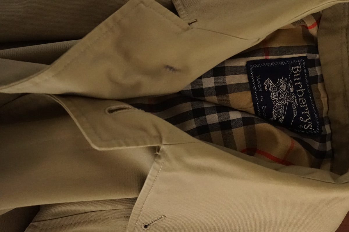 1980s Burberry Single Raglan Sleeve Belted Balmacaan Coat Cotton × Polyester 一枚袖