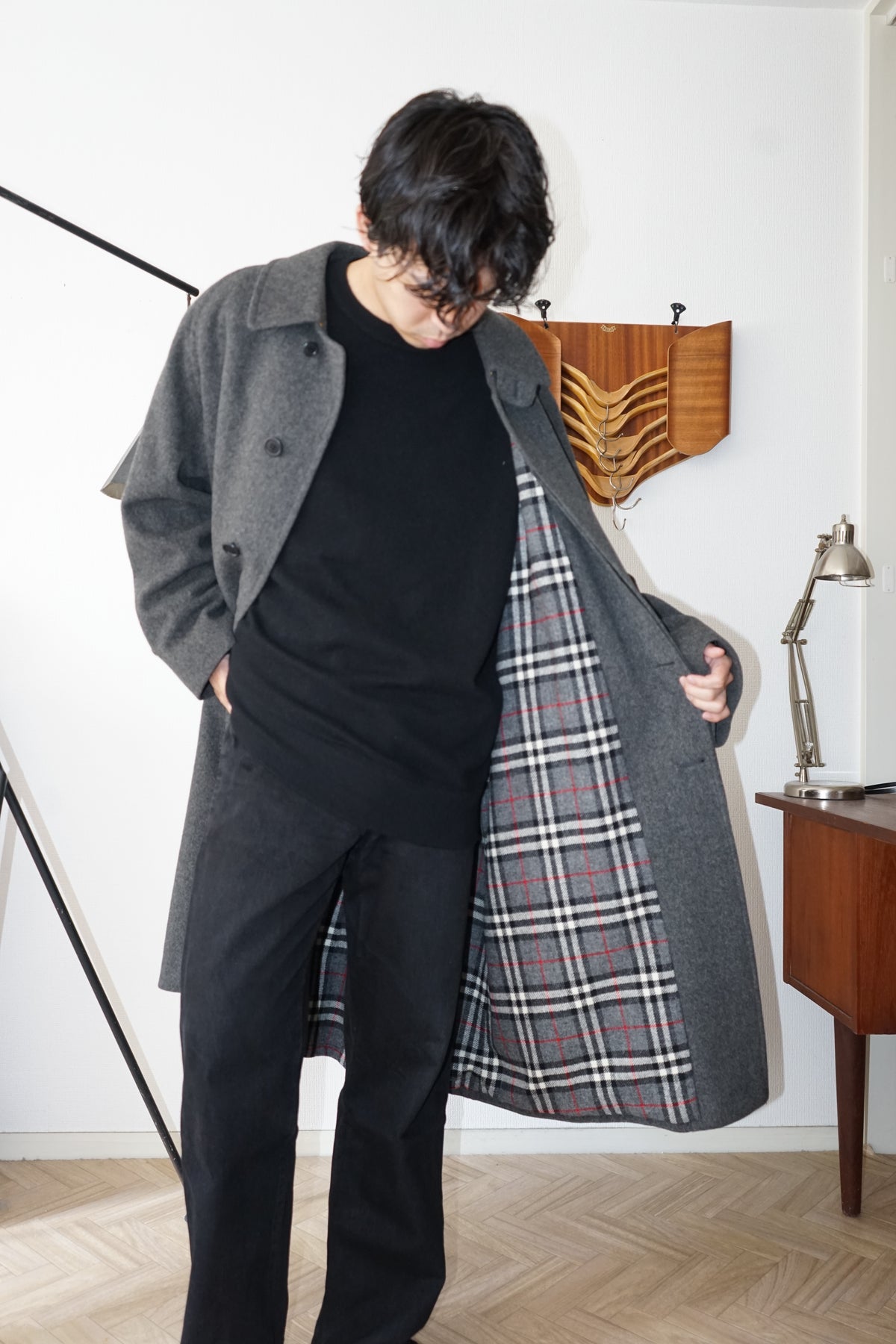 1980s Burberry "Gray" Loden Cloth Single Raglan Balmacaan Coat