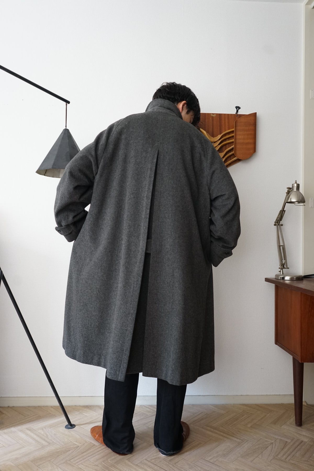 1980s Burberry "Gray" Loden Cloth Single Raglan Balmacaan Coat
