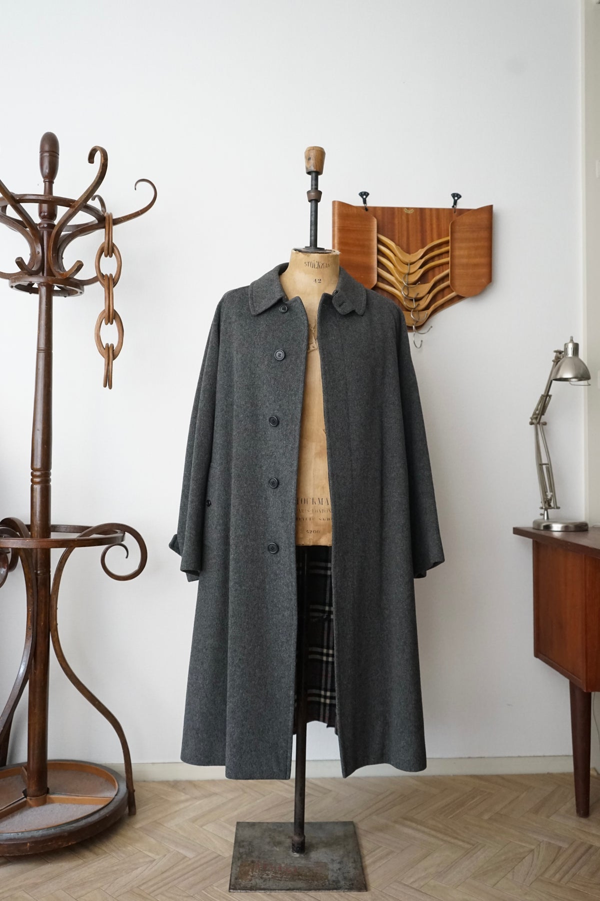 1980s Burberry "Gray" Loden Cloth Single Raglan Balmacaan Coat