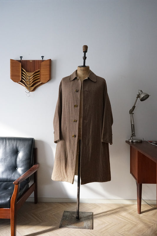 1980s Burberry Tweed × Gabardine “一枚袖” Reversible Balmacaan Coat