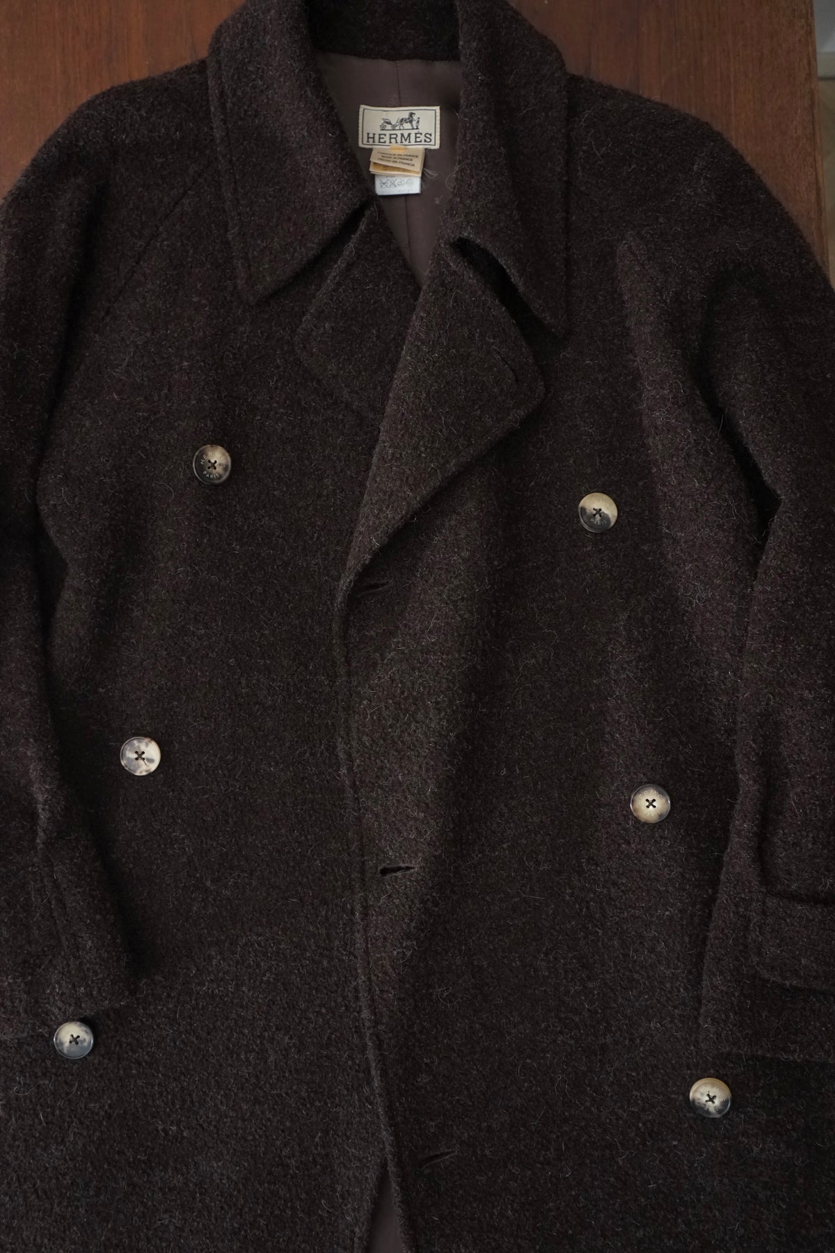 1980s HERMÈS Wool Trench Coat Made in France
