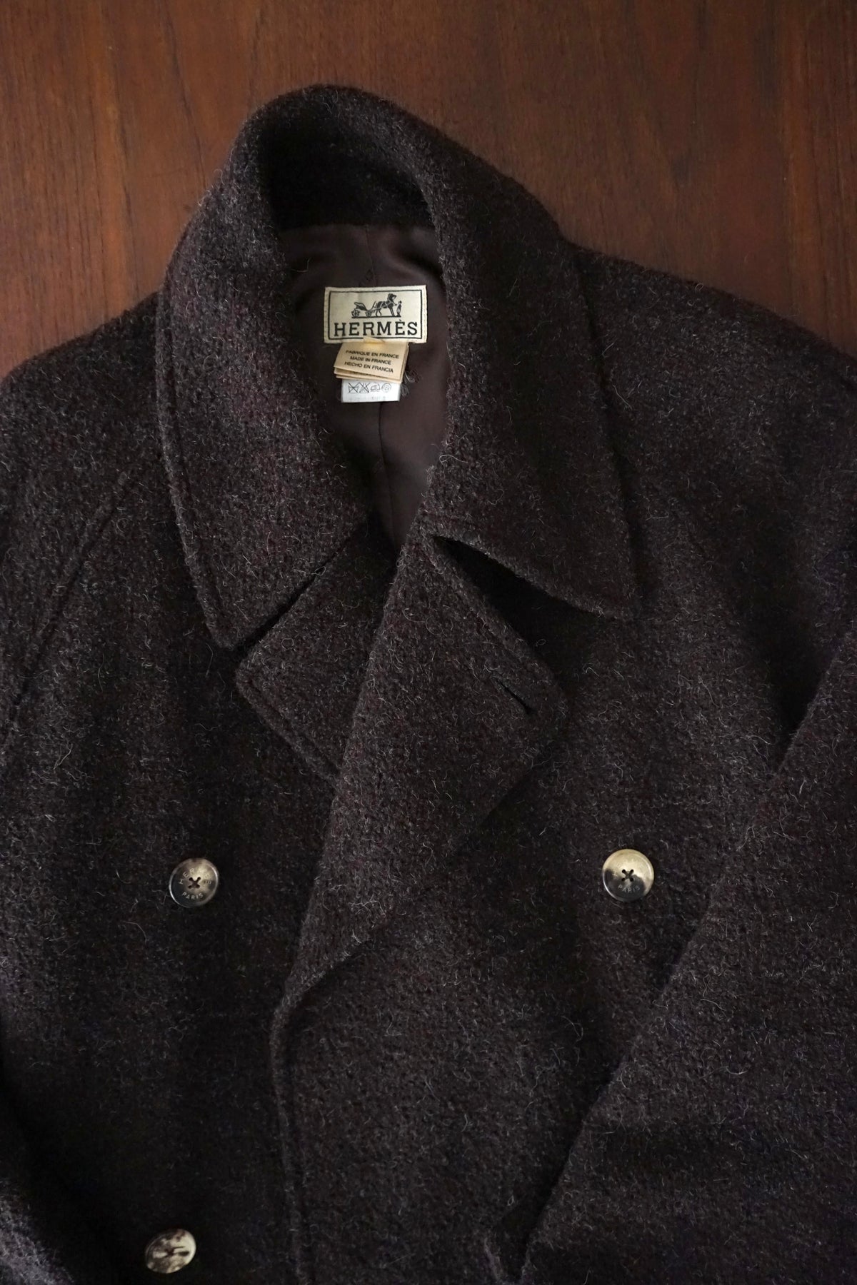 1980s HERMÈS Wool Trench Coat Made in France