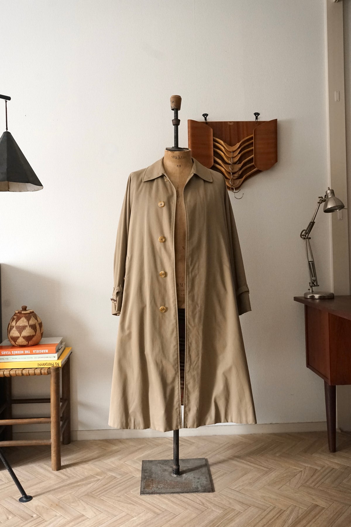 1980s Burberry Single Raglan Sleeve Belted Balmacaan Coat Cotton × Polyester 一枚袖