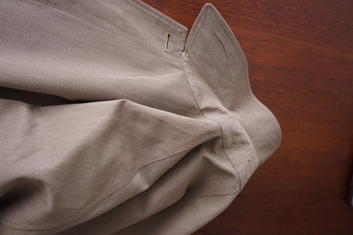 1970s Burberry "杢” Polyester Gabardine Balmacaan Coat Made in Spain