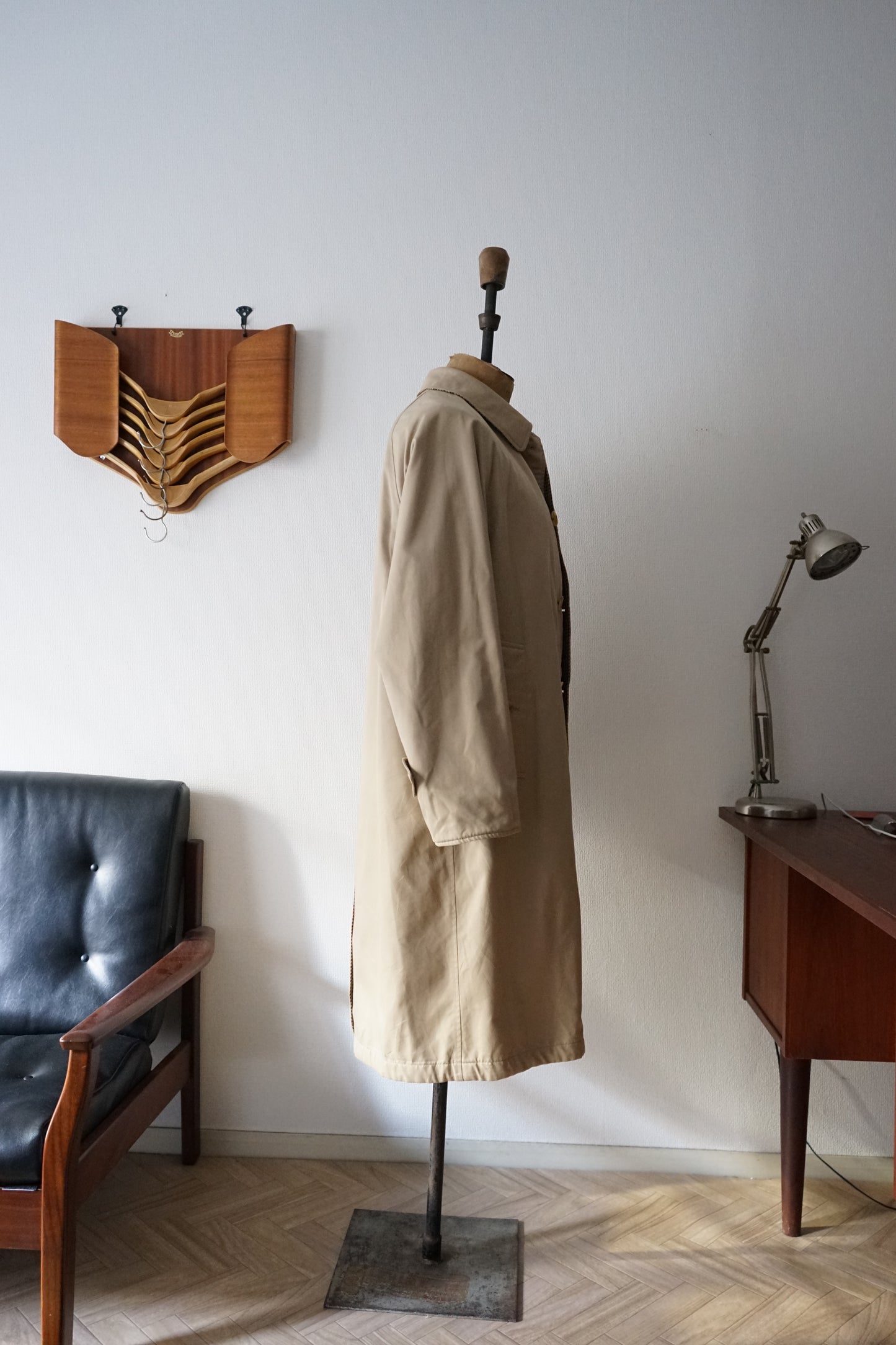 1980s Burberry Tweed × Gabardine “一枚袖” Reversible Balmacaan Coat