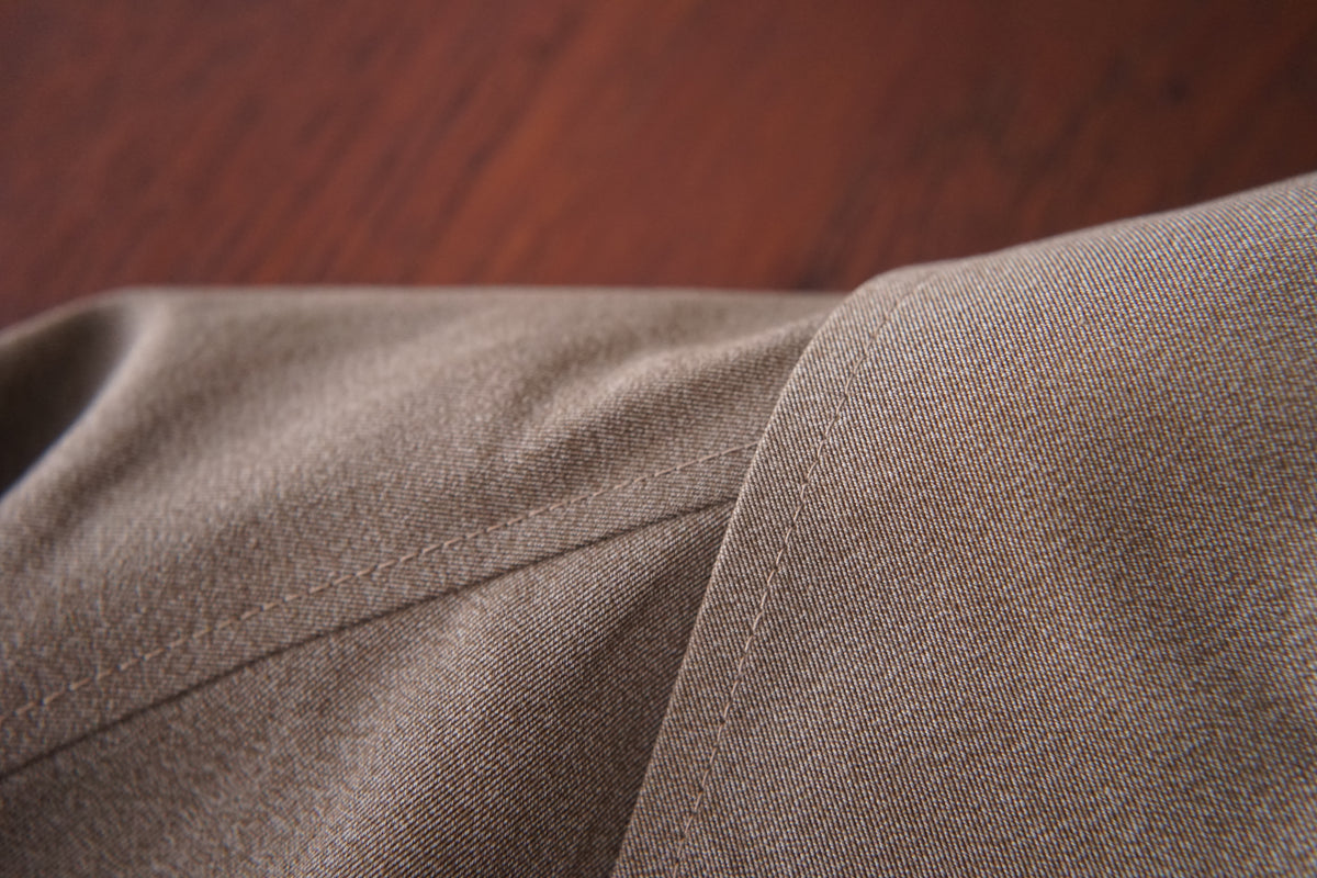 1970s Burberry "杢” Polyester Gabardine Balmacaan Coat Made in Spain