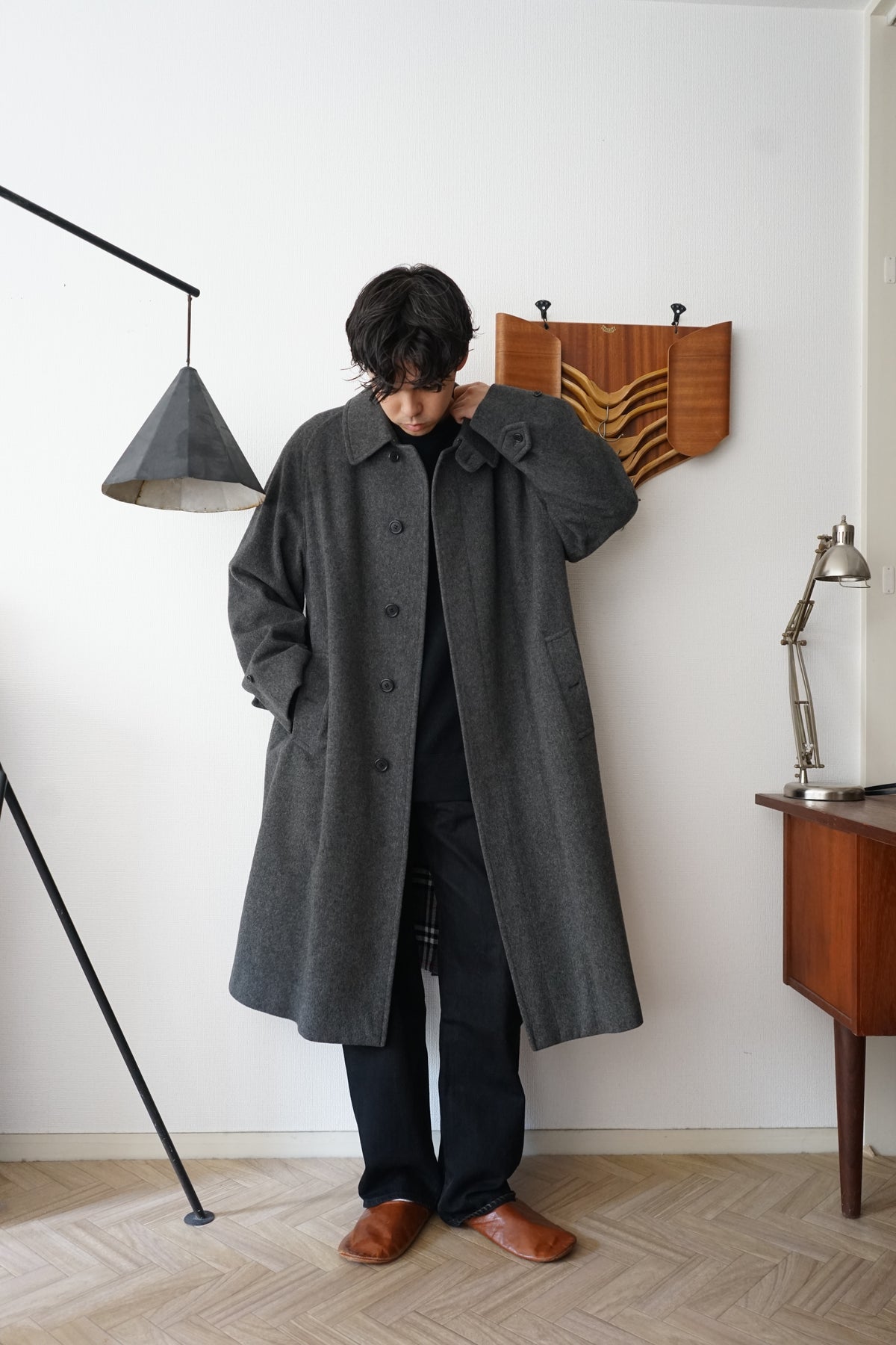 1980s Burberry "Gray" Loden Cloth Single Raglan Balmacaan Coat