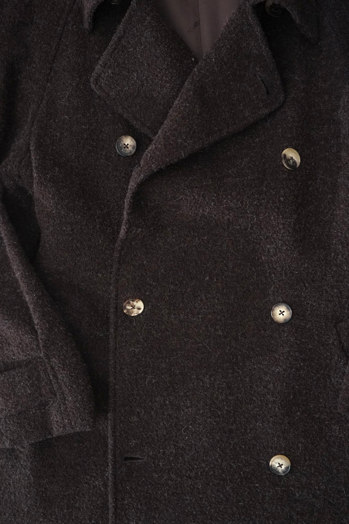 1980s HERMÈS Wool Trench Coat Made in France