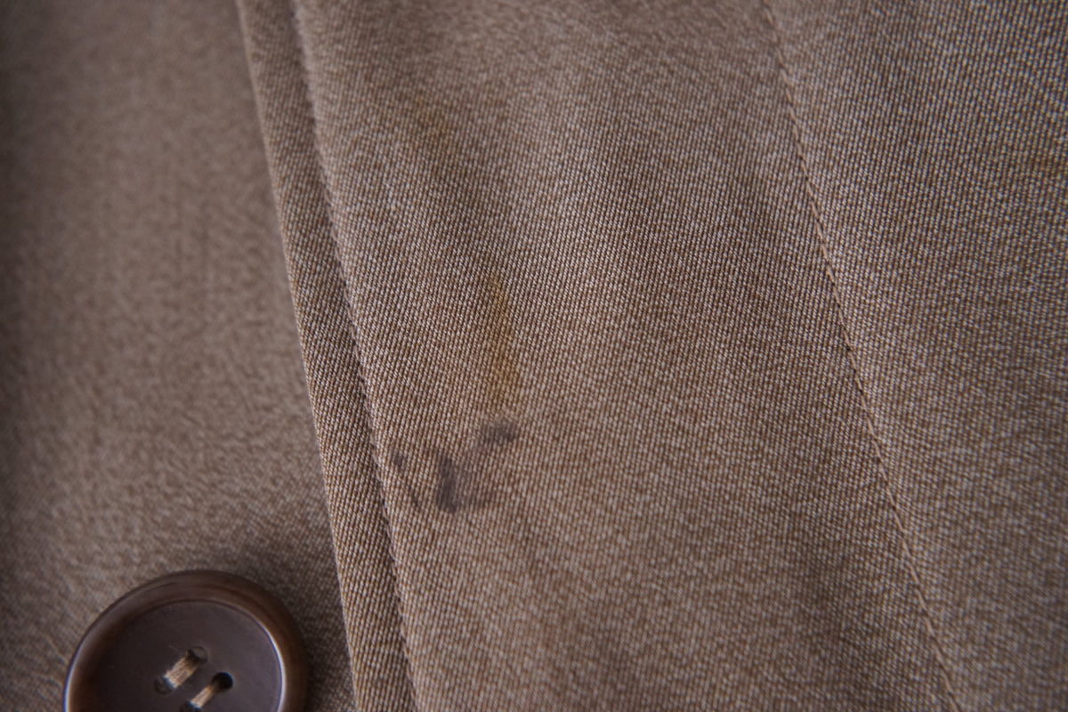 1970s Burberry "杢” Polyester Gabardine Balmacaan Coat Made in Spain