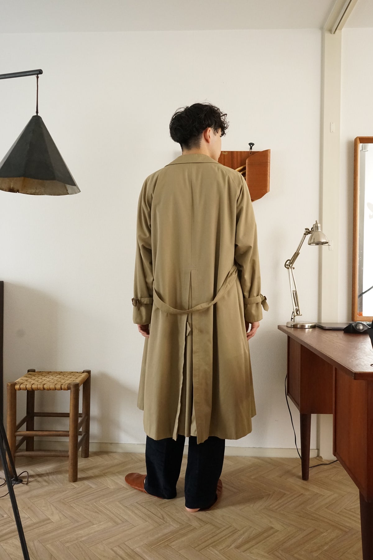 1980s Burberry Single Raglan Sleeve Belted Balmacaan Coat Cotton × Polyester 一枚袖
