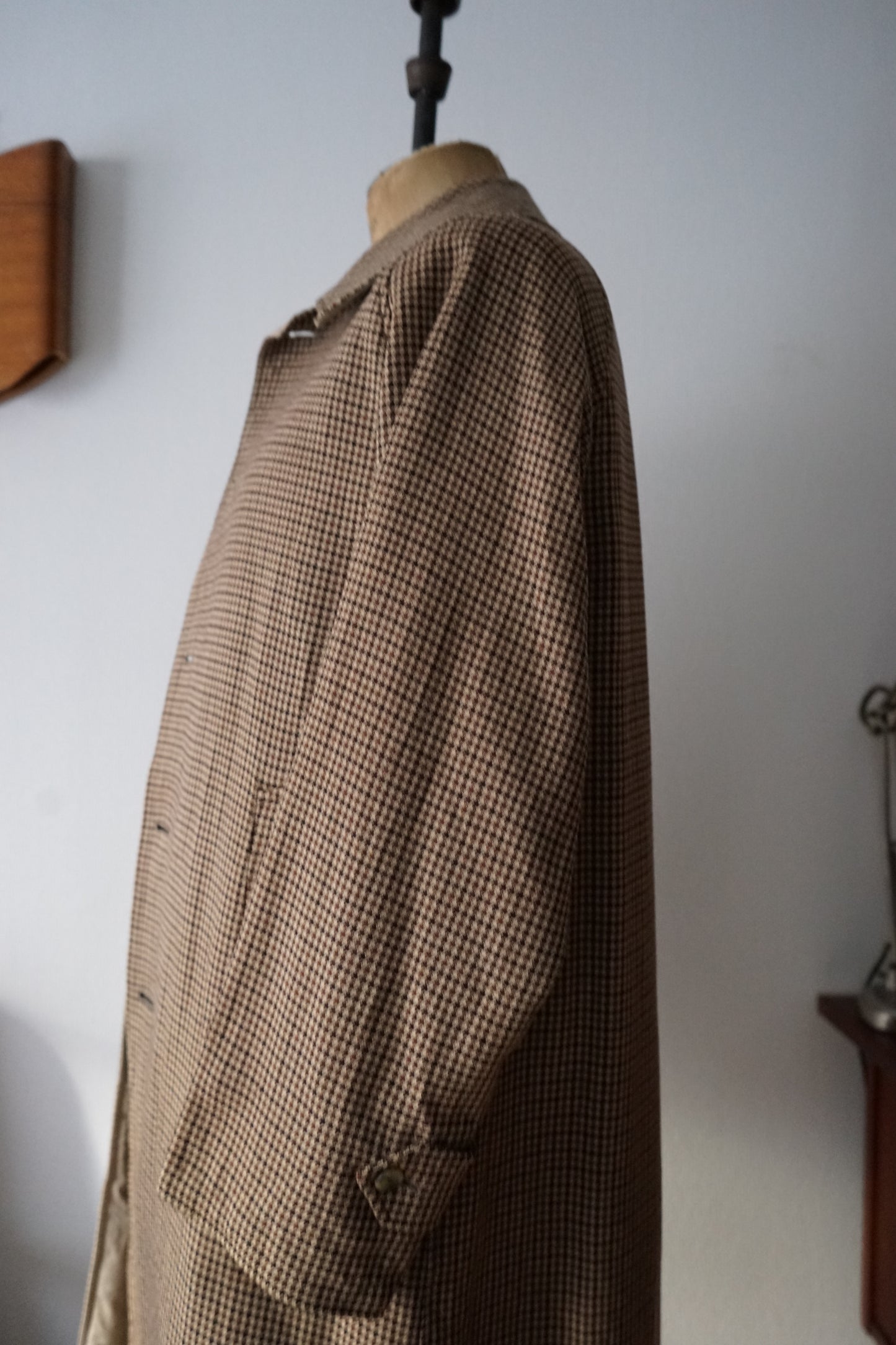 1980s Burberry Tweed × Gabardine “一枚袖” Reversible Balmacaan Coat