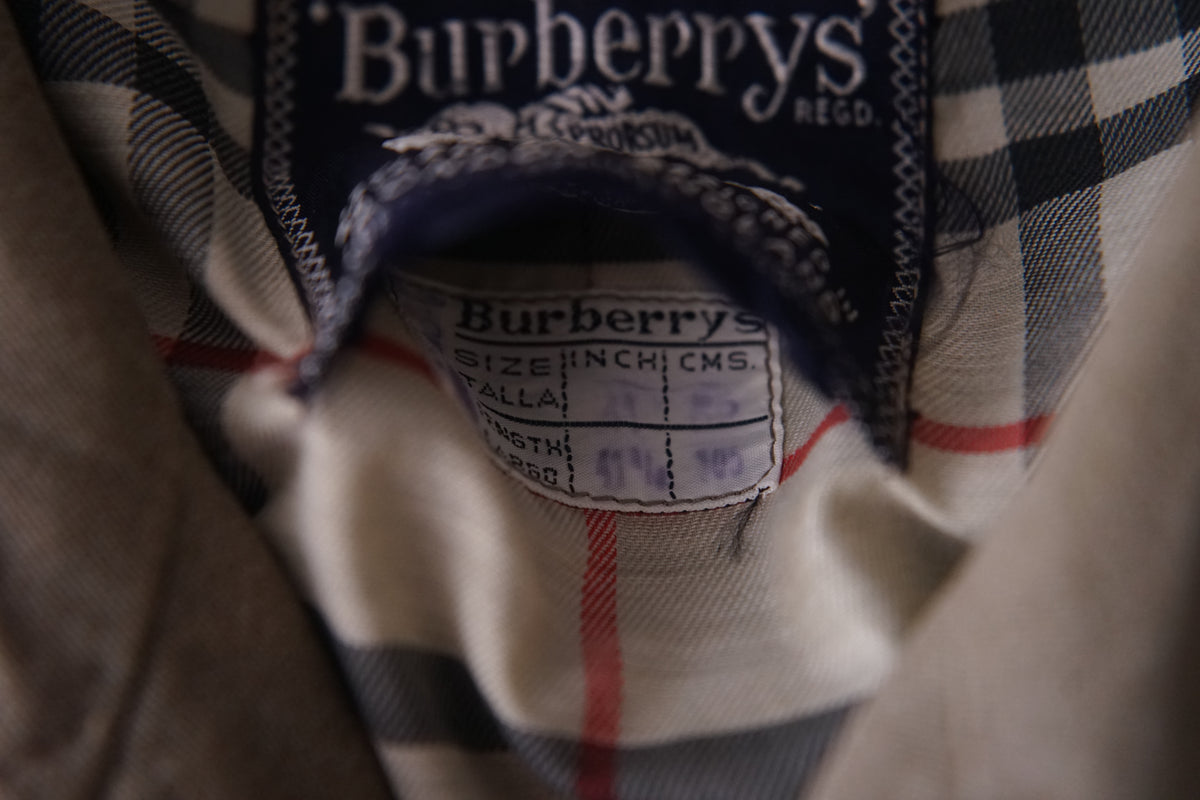 1970s Burberry "杢” Polyester Gabardine Balmacaan Coat Made in Spain