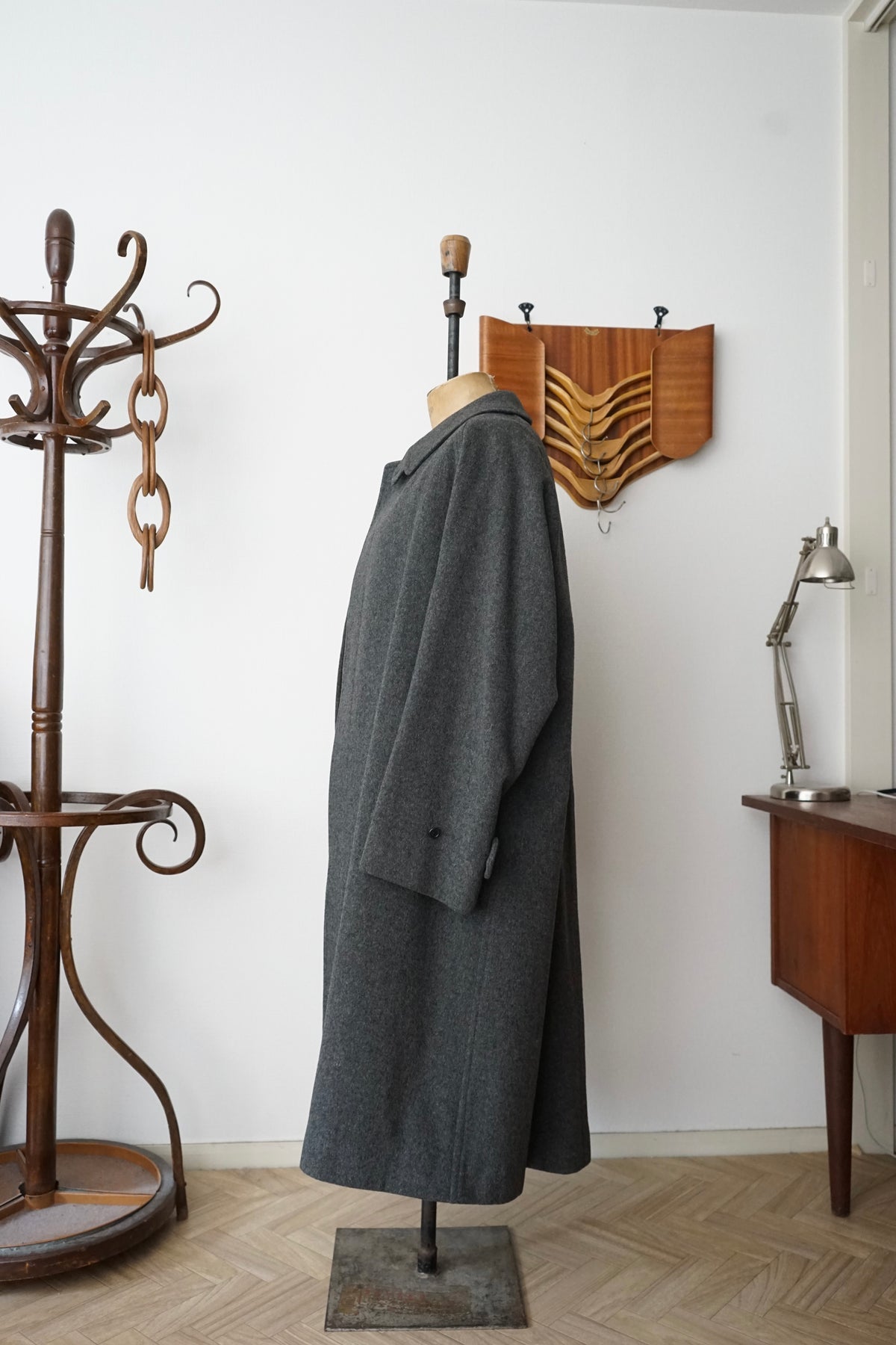 1980s Burberry "Gray" Loden Cloth Single Raglan Balmacaan Coat