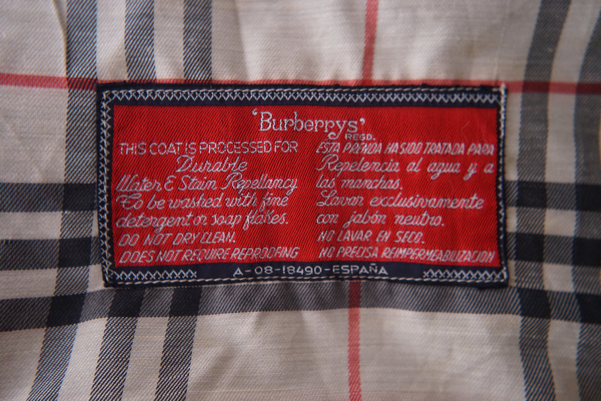 1970s Burberry "杢” Polyester Gabardine Balmacaan Coat Made in Spain