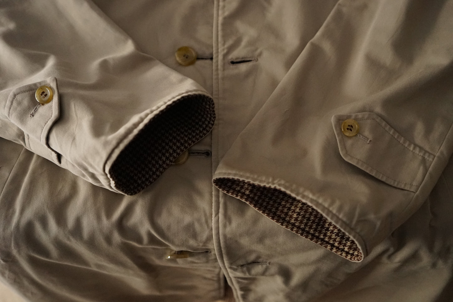 1980s Burberry Tweed × Gabardine “一枚袖” Reversible Balmacaan Coat