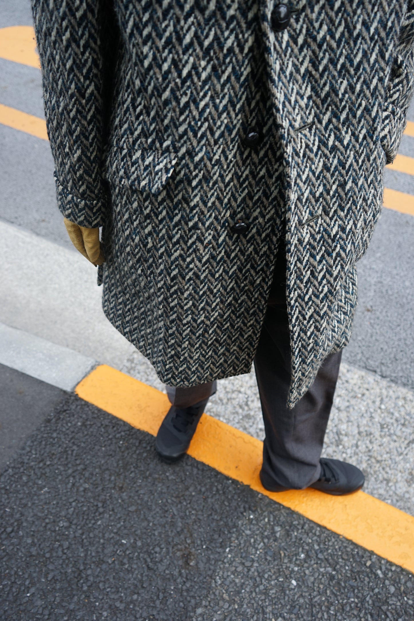 1960s Chester Barrie "Herringbone Tweed" Chesterfield Coat Made in ENGLAND