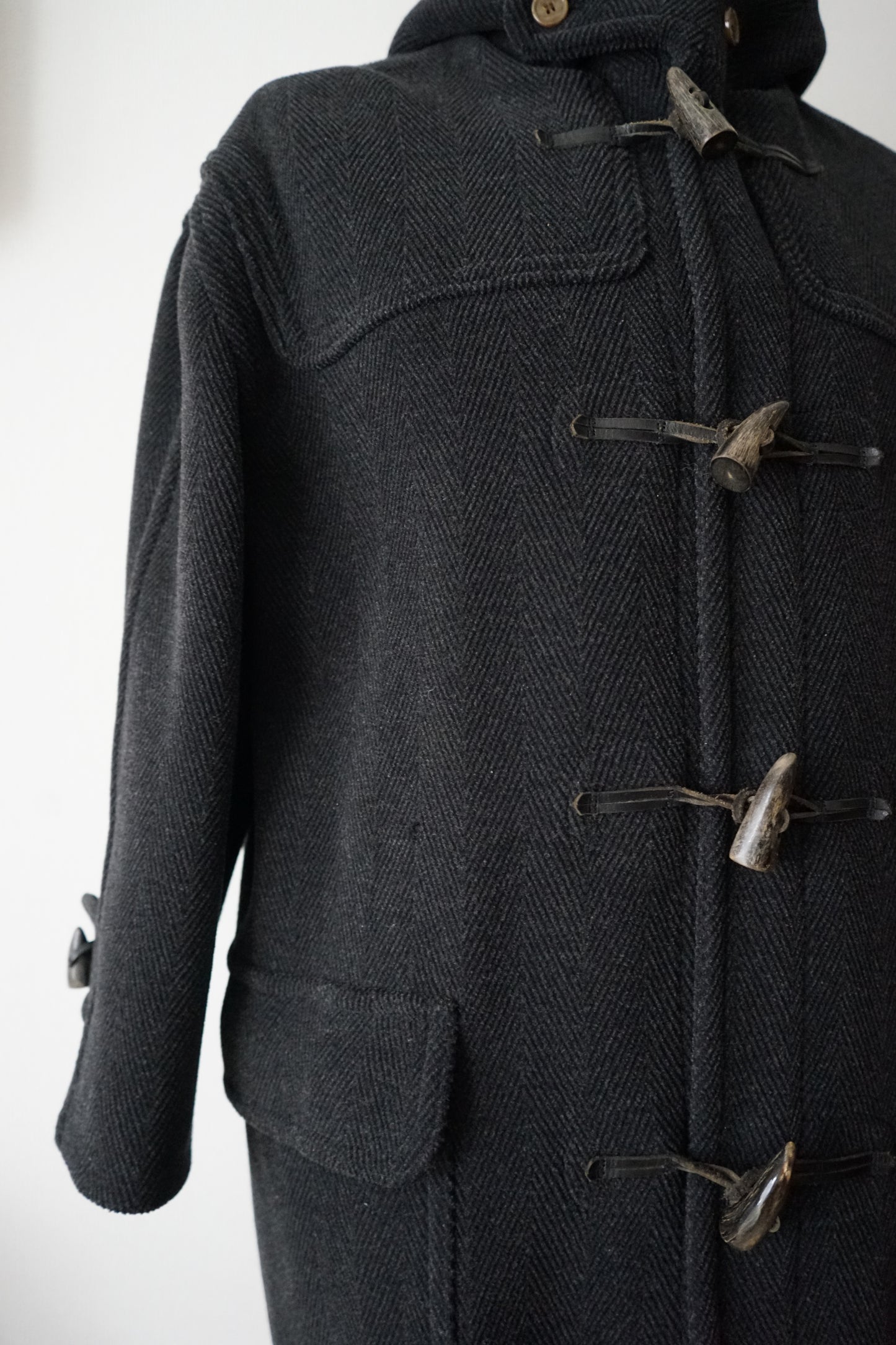 1980s MARCEL LASSANCE "Charcoal Gray"  Duffel Coat Made in ENGLAND