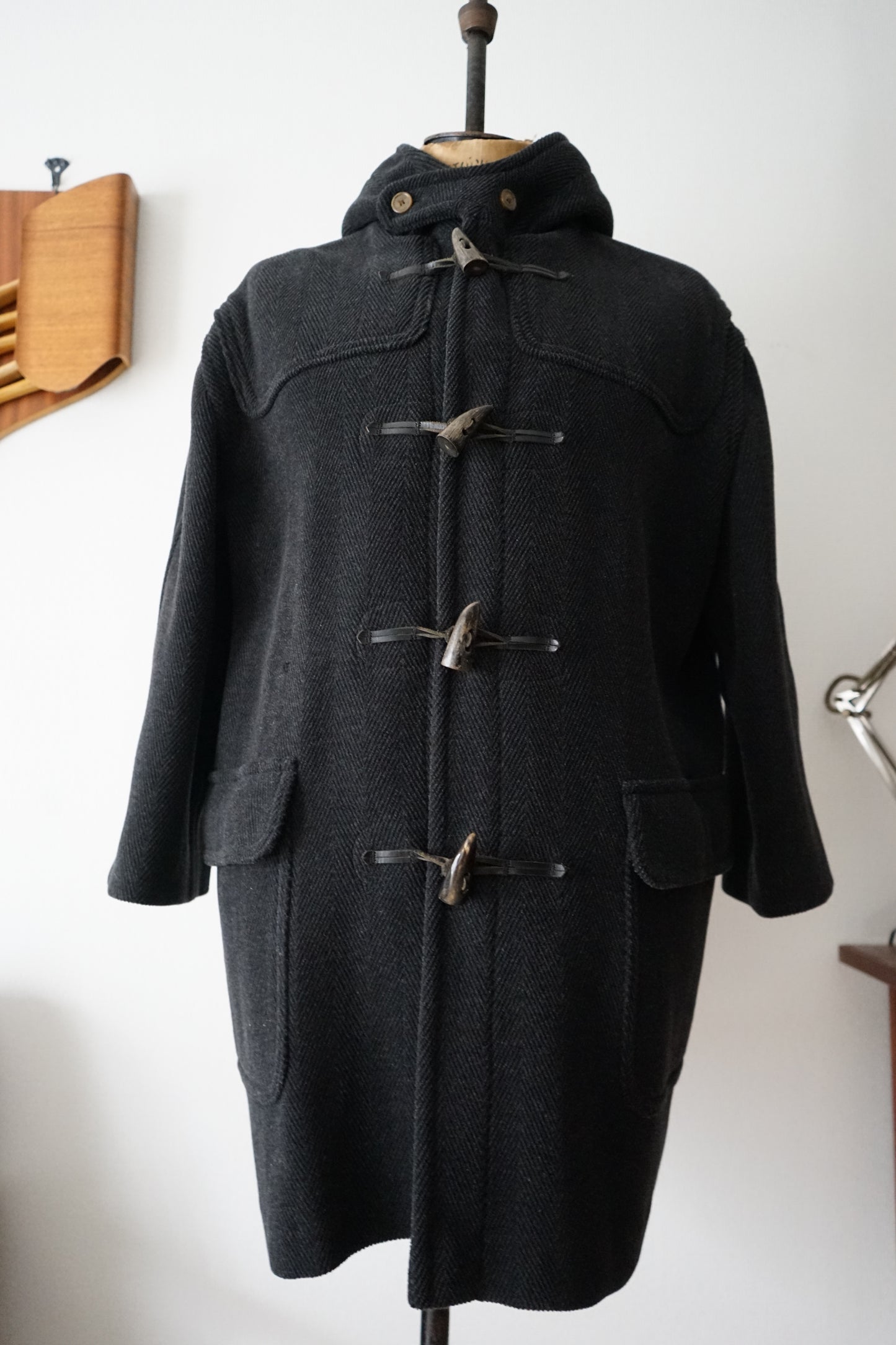 1980s MARCEL LASSANCE "Charcoal Gray"  Duffel Coat Made in ENGLAND