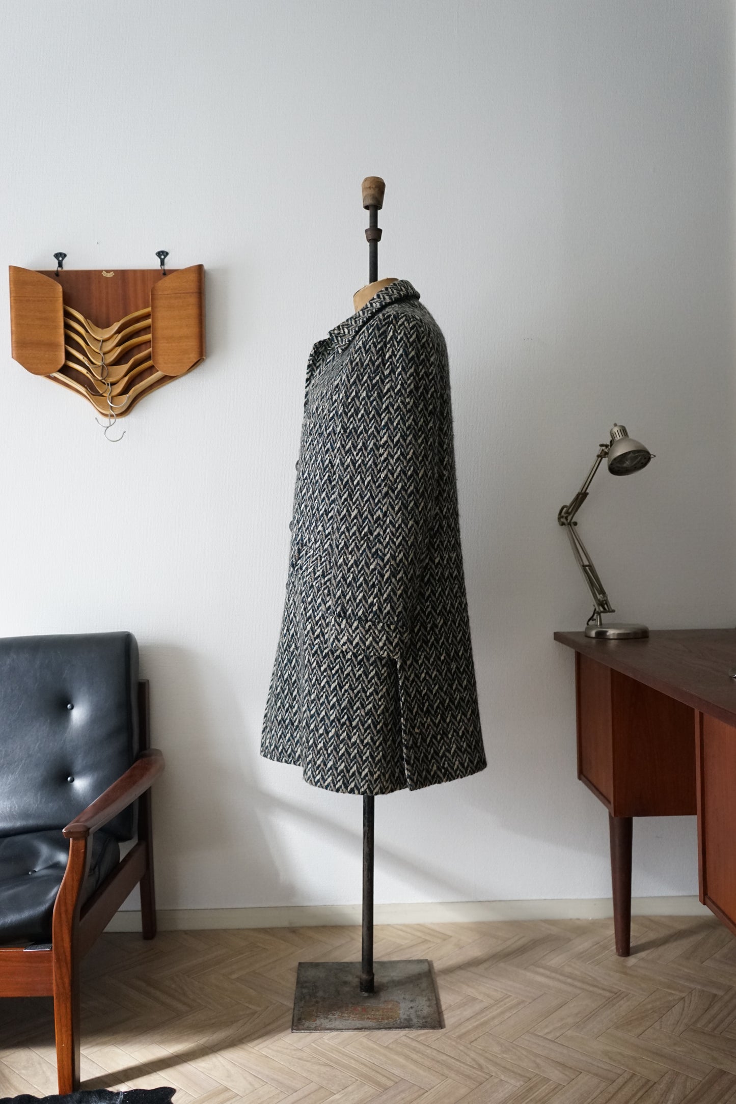 1960s Chester Barrie "Herringbone Tweed" Chesterfield Coat Made in ENGLAND