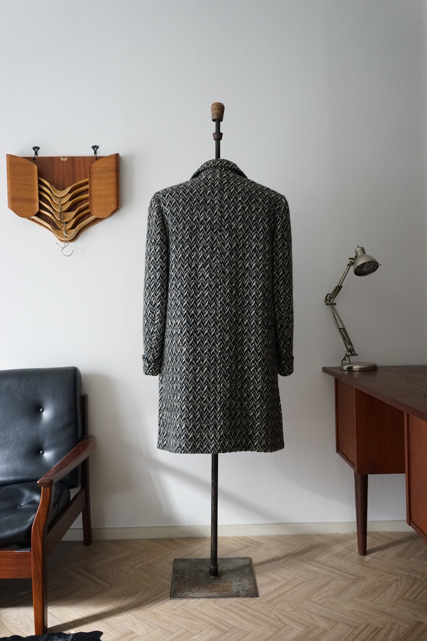 1960s Chester Barrie "Herringbone Tweed" Chesterfield Coat Made in ENGLAND