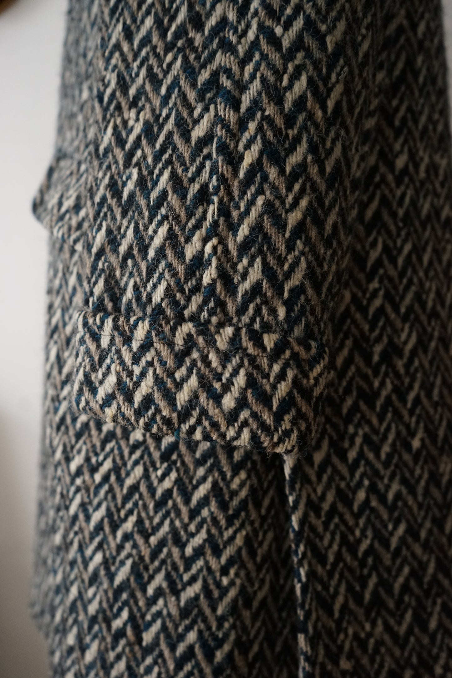 1960s Chester Barrie "Herringbone Tweed" Chesterfield Coat Made in ENGLAND